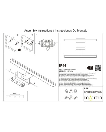 MORNE * APLIQUE IP44 NEGRO 12W